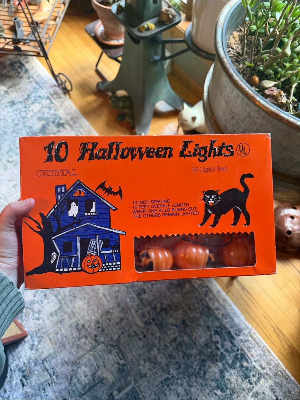 VINTAGE HALLOWEEN JACK-O-LANTERN 10 LIGHT SET 1970s